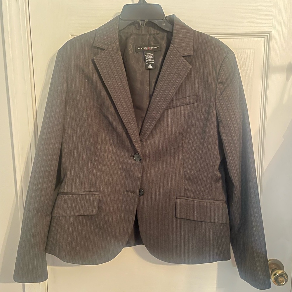 New York and Company Suit Jacket. Black with a little touch of grey. Size 14.